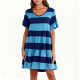 Blue & Navy Striped Ruffled Sleeve Tiered Dress