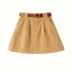 Tan Corduroy A-Line Mini Skirt with Leather Belt