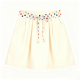 Beige Cotton Mini Skirt with Colorful Polka-Dot Waist