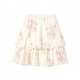Cream Floral Tiered Chiffon Skirt
